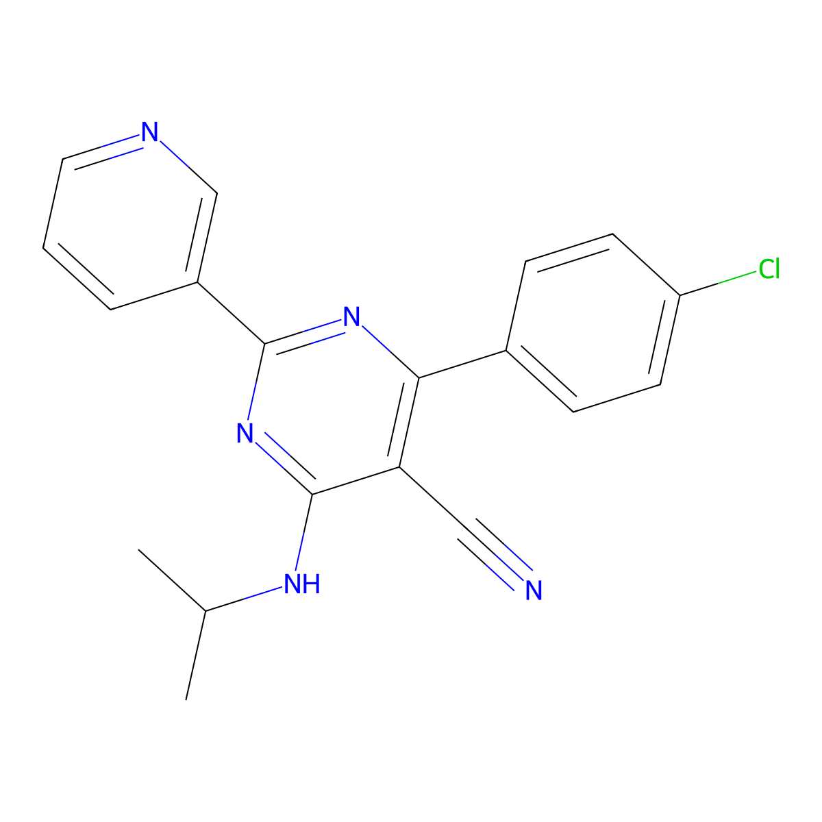 4-(4-Chlorophenyl)-6-(isopropylamino)-2-(3-pyridinyl)-5-pyrimidinecarbonitrile molecular structure, CAS 320417-88-7