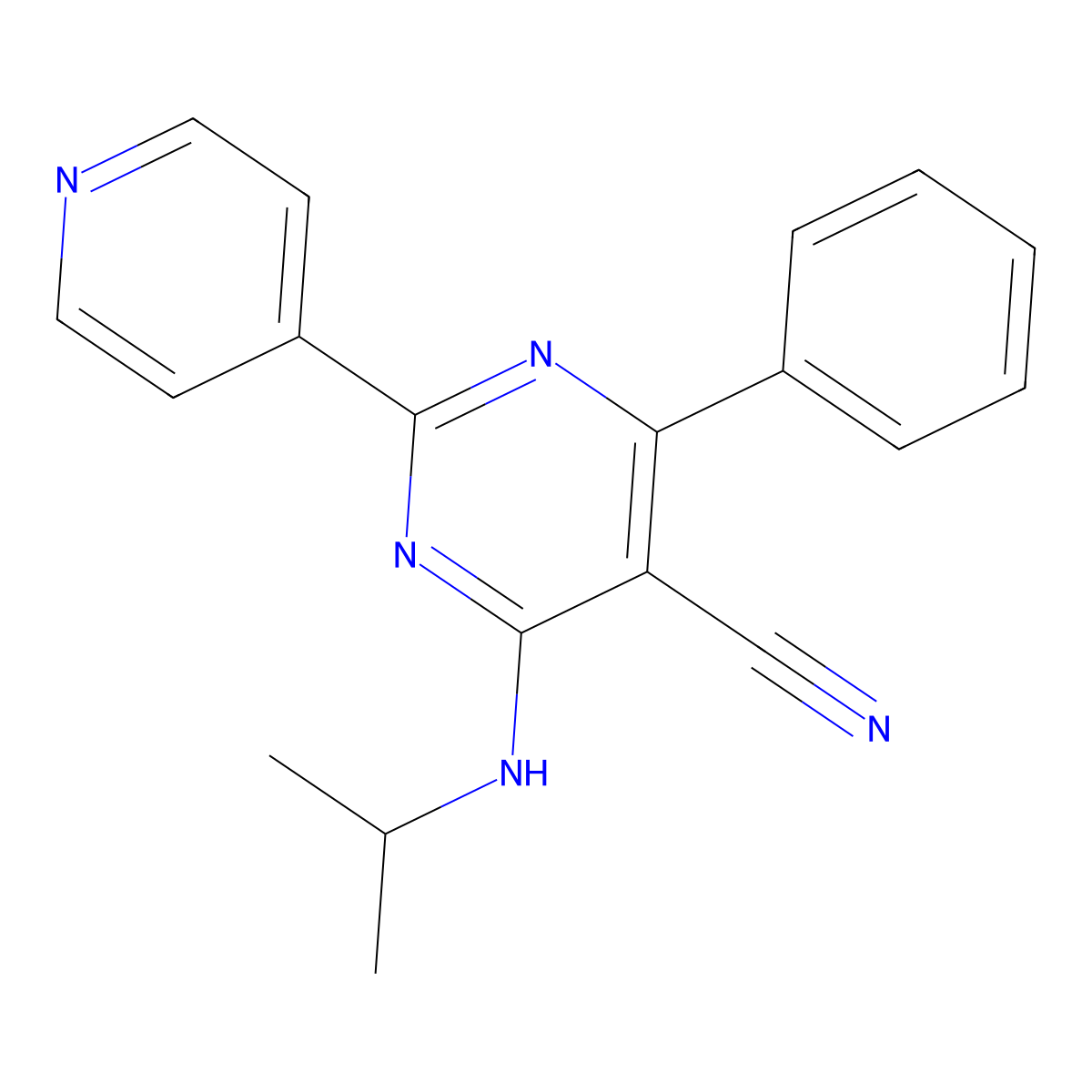 4-(Isopropylamino)-6-phenyl-2-(4-pyridinyl)-5-pyrimidinecarbonitrile molecular structure, CAS 320417-90-1
