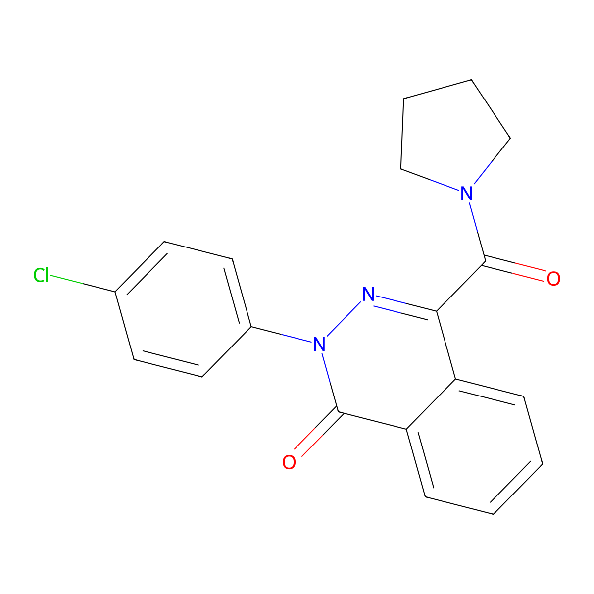 2-(4-Chlorophenyl)-4-(pyrrolidine-1-carbonyl)phthalazin-1-one molecular structure, CAS 320417-92-3