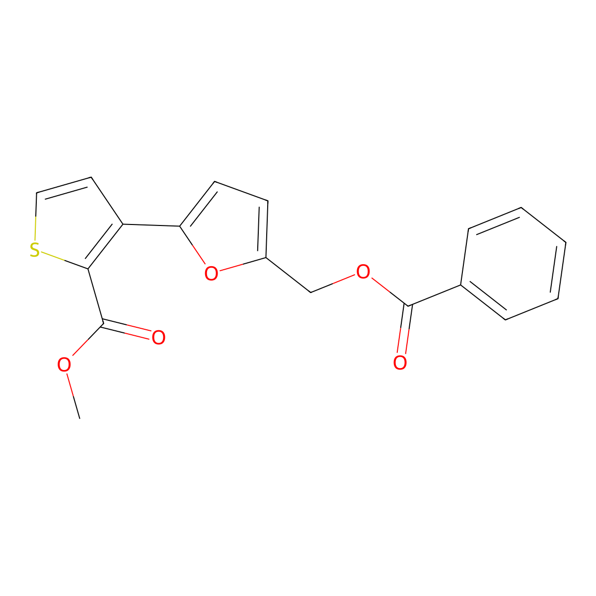Methyl 3-{5-[(benzoyloxy)methyl]-2-furyl}-2-thiophenecarboxylate molecular structure, CAS 320418-00-6