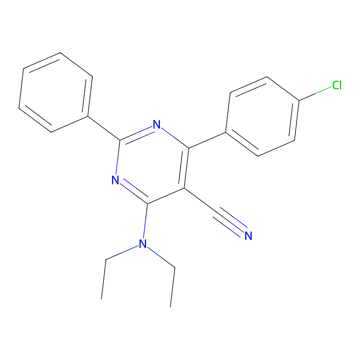 4-(4-Chlorophenyl)-6-(diethylamino)-2-phenyl-5-pyrimidinecarbonitrile molecular structure, CAS 320418-02-8