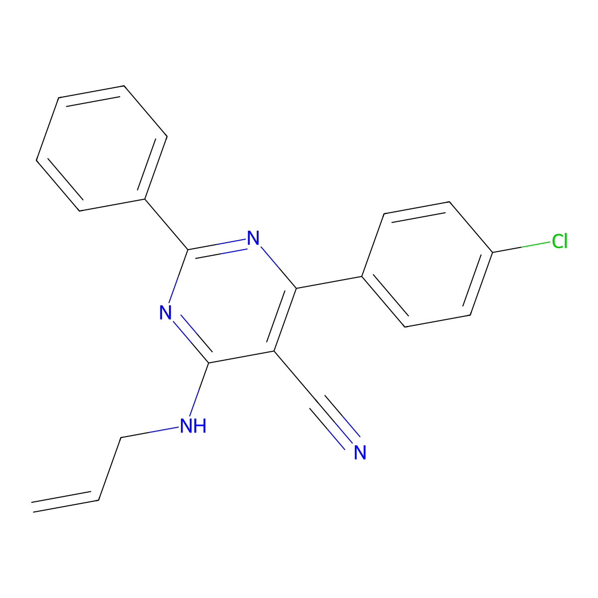 4-(Allylamino)-6-(4-chlorophenyl)-2-phenyl-5-pyrimidinecarbonitrile molecular structure, CAS 320418-12-0