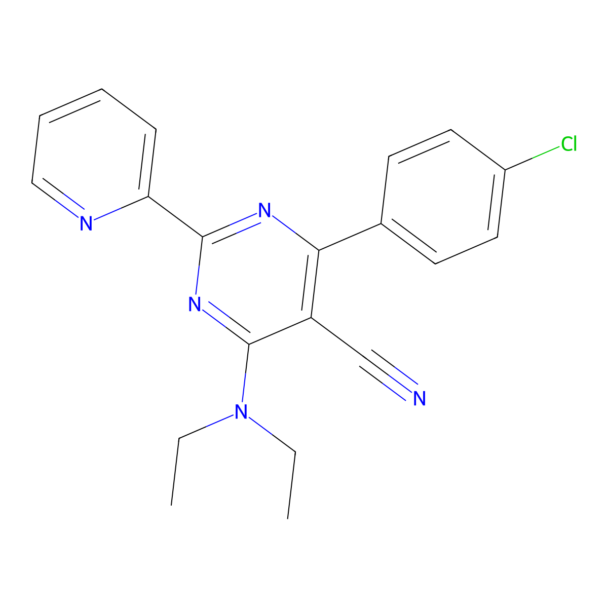 4-(4-Chlorophenyl)-6-(diethylamino)-2-(2-pyridinyl)-5-pyrimidinecarbonitrile molecular structure, CAS 320418-15-3
