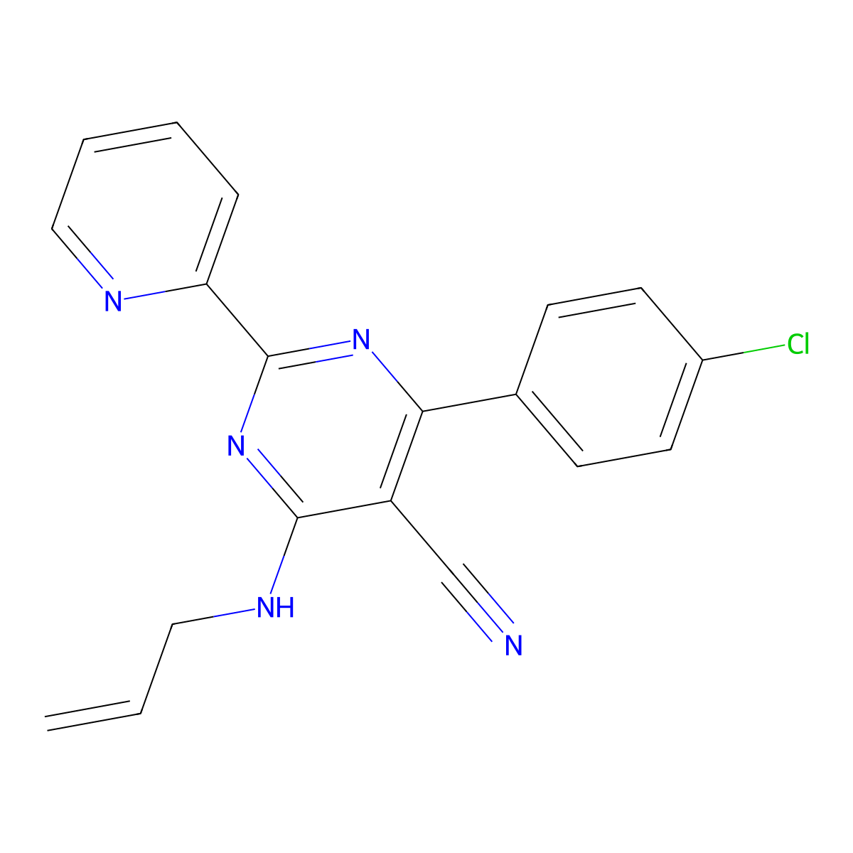 4-(4-Chlorophenyl)-6-(2-propen-1-ylamino)-2-(2-pyridinyl)-5-pyrimidinecarbonitrile molecular structure, CAS 320418-17-5