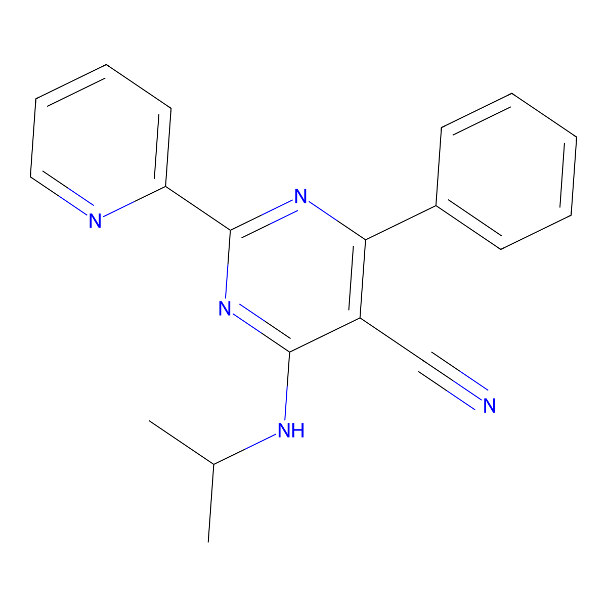 4-(Isopropylamino)-6-phenyl-2-(2-pyridinyl)-5-pyrimidinecarbonitrile molecular structure, CAS 320418-25-5