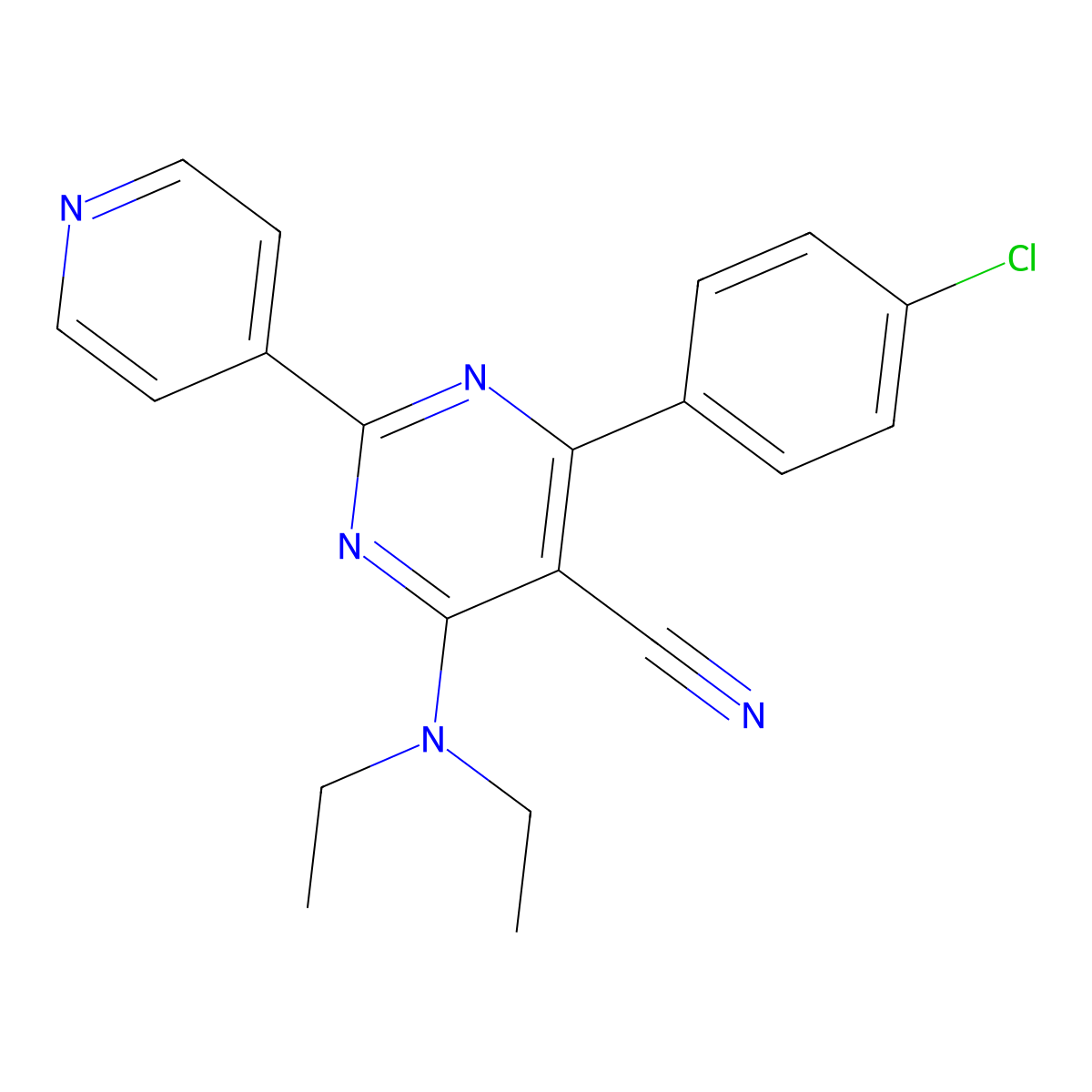 4-(4-Chlorophenyl)-6-(diethylamino)-2-(4-pyridinyl)-5-pyrimidinecarbonitrile molecular structure, CAS 320418-26-6