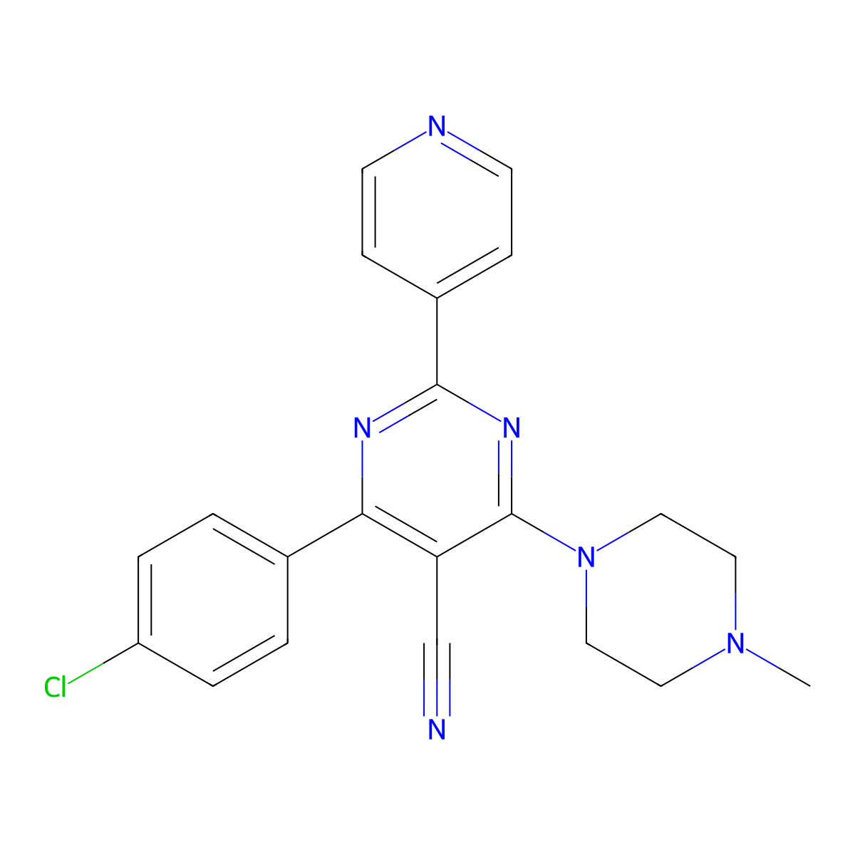 4-(4-Chlorophenyl)-6-(4-methylpiperazino)-2-(4-pyridinyl)-5-pyrimidinecarbonitrile molecular structure, CAS 320418-28-8