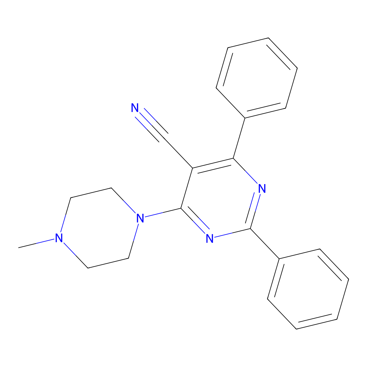 4-(4-Methylpiperazino)-2,6-diphenyl-5-pyrimidinecarbonitrile molecular structure, CAS 320418-29-9