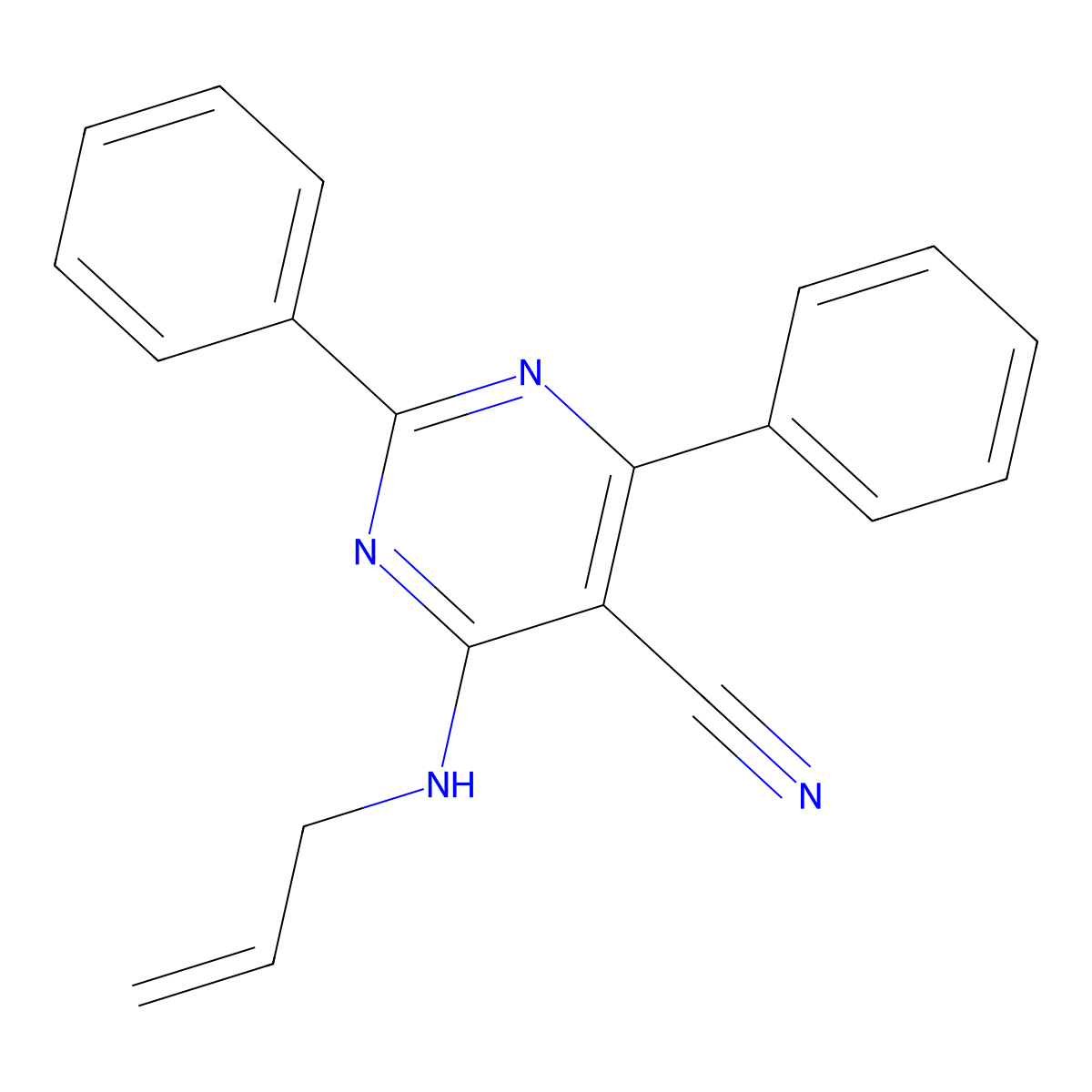 4-(Allylamino)-2,6-diphenyl-5-pyrimidinecarbonitrile molecular structure, CAS 320418-31-3