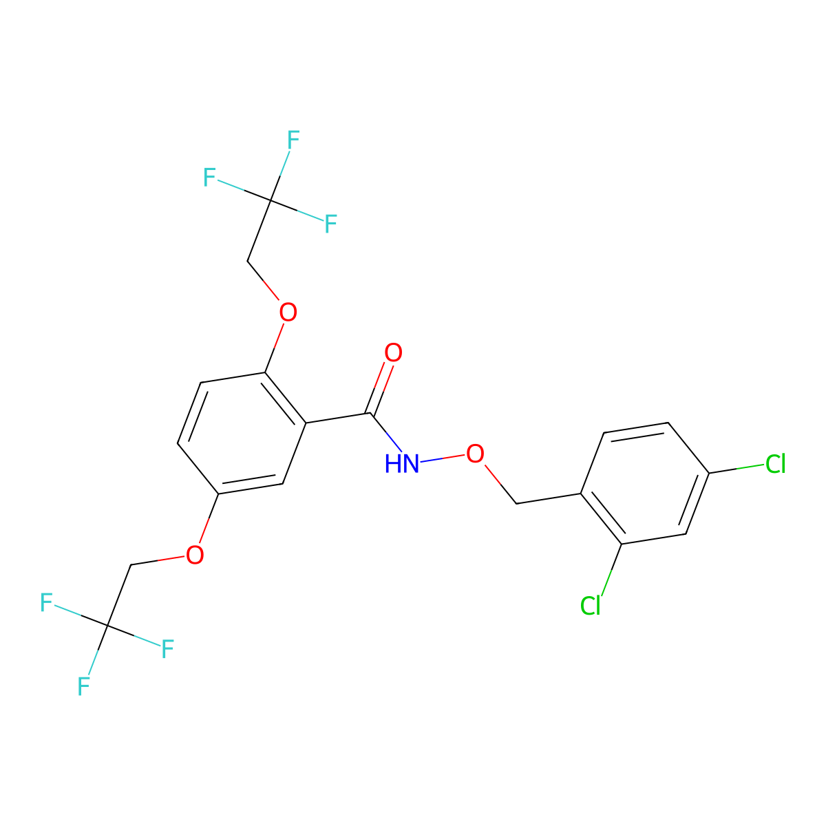 N-[(2,4-dichlorophenyl)methoxy]-2,5-bis(2,2,2-trifluoroethoxy)benzamide molecular structure, CAS 320418-34-6
