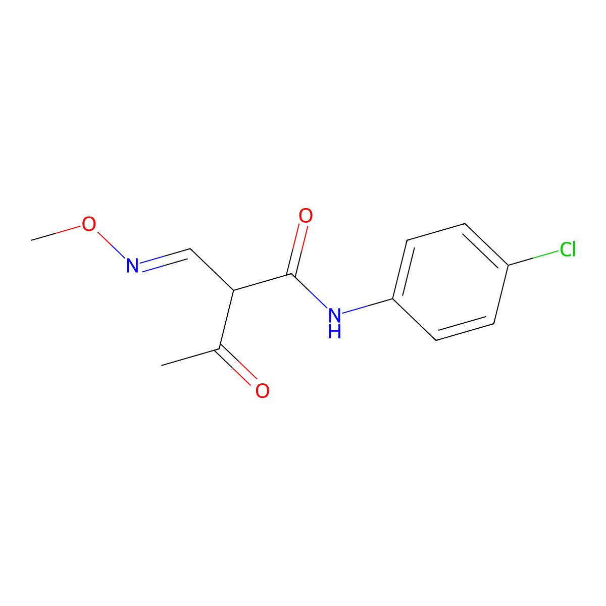 N-(4-chlorophenyl)-2-[(1E)-(methoxyimino)methyl]-3-oxobutanamide molecular structure, CAS 320418-36-8