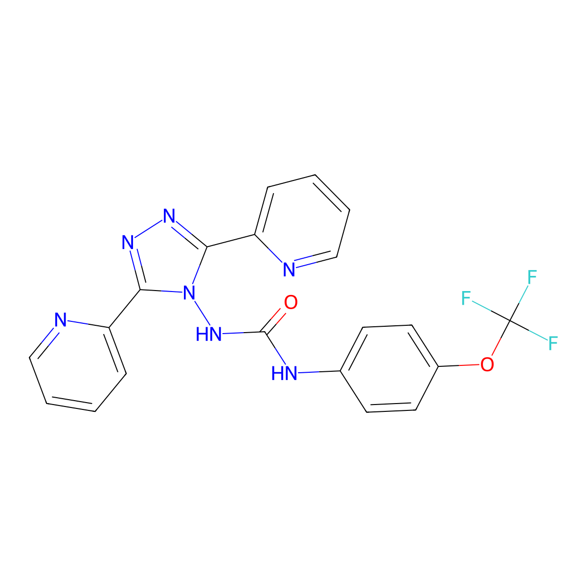 1-(3,5-Dipyridin-2-yl-1,2,4-triazol-4-yl)-3-[4-(trifluoromethoxy)phenyl]urea molecular structure, CAS 320418-37-9