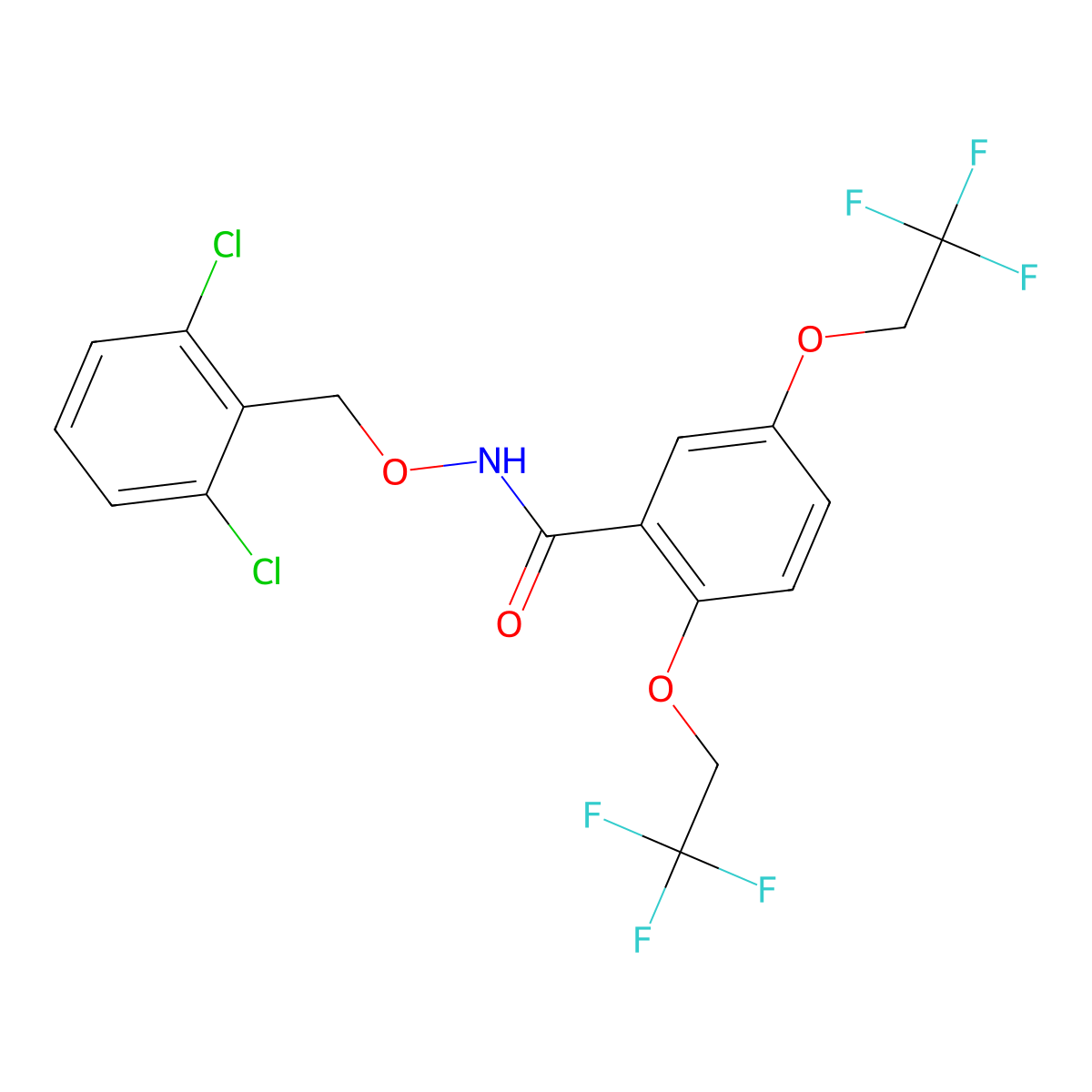 N-[(2,6-dichlorophenyl)methoxy]-2,5-bis(2,2,2-trifluoroethoxy)benzamide molecular structure, CAS 320418-39-1