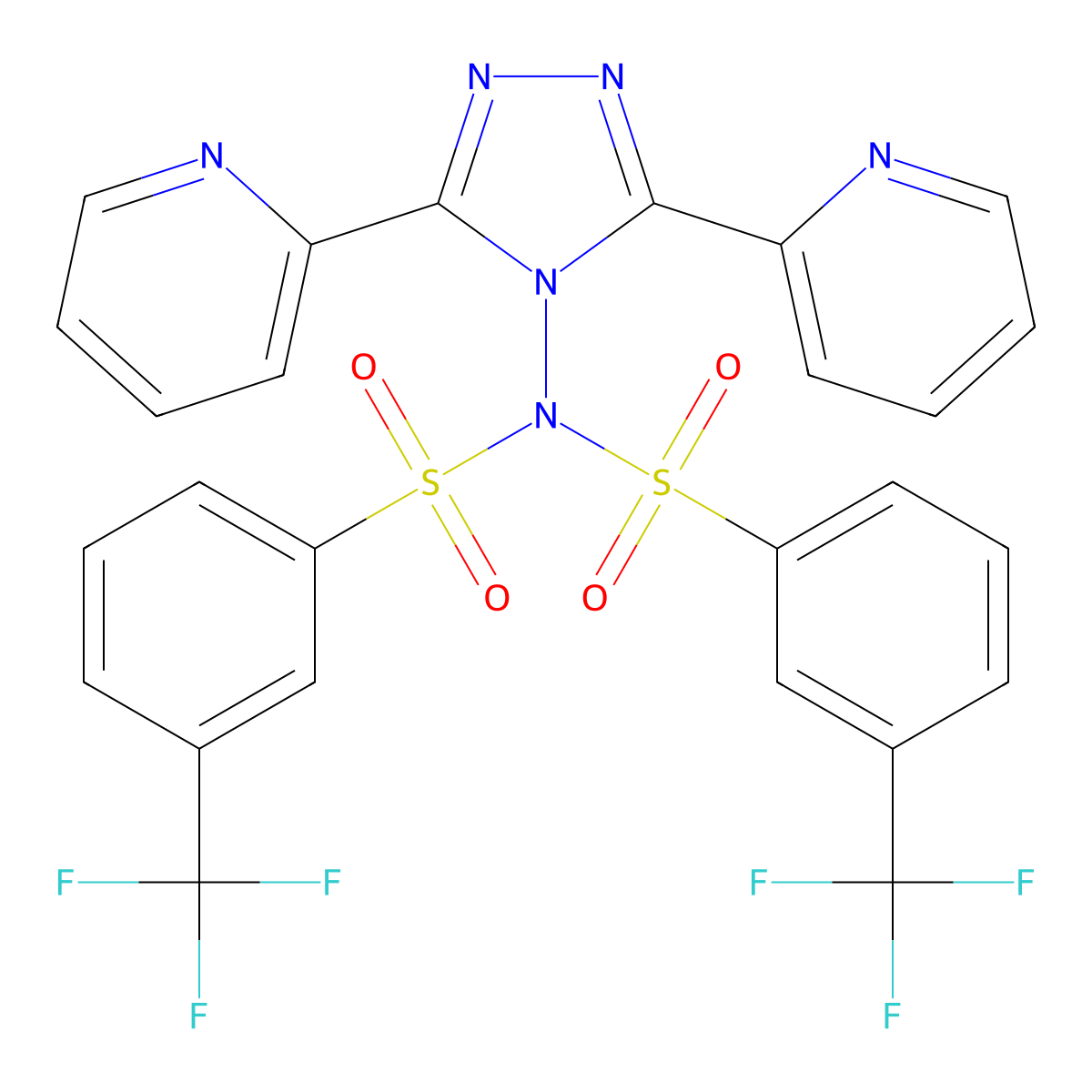N-[3,5-di(2-pyridinyl)-4H-1,2,4-triazol-4-yl]-3-(trifluoromethyl)-N-{[3-(trifluoromethyl)phenyl]sulfonyl}benzenesulfonamide molecular structure, CAS 320418-52-8