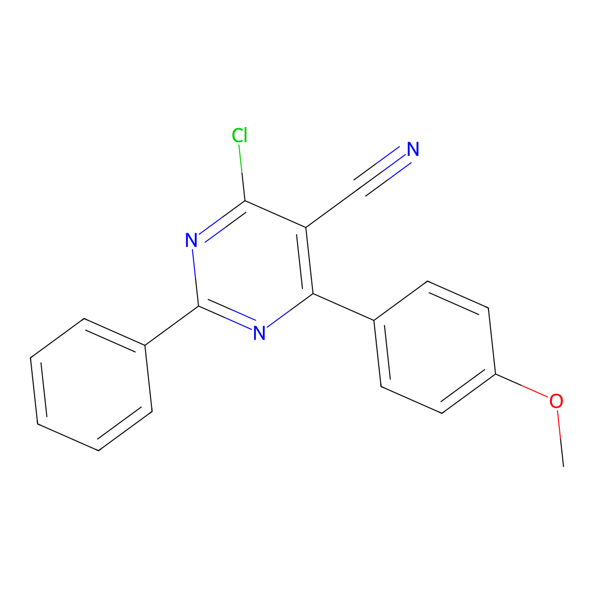 4-Chloro-6-(4-methoxyphenyl)-2-phenyl-5-pyrimidinecarbonitrile molecular structure, CAS 320418-90-4