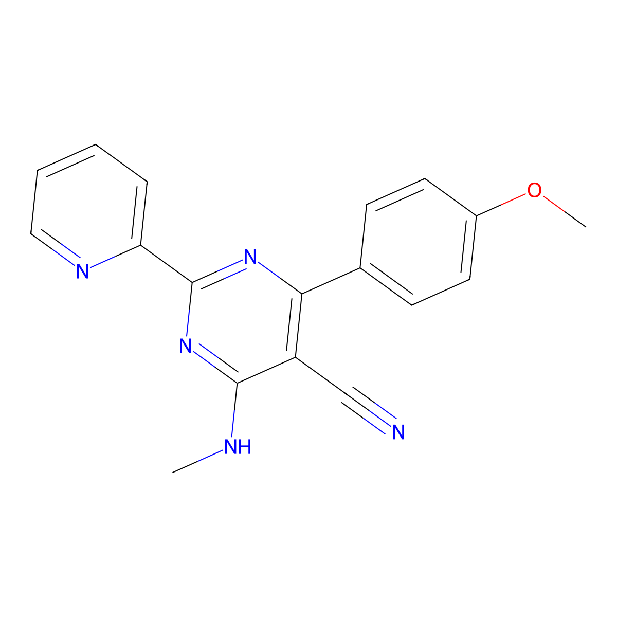4-(4-Methoxyphenyl)-6-(methylamino)-2-(2-pyridinyl)-5-pyrimidinecarbonitrile molecular structure, CAS 320418-93-7