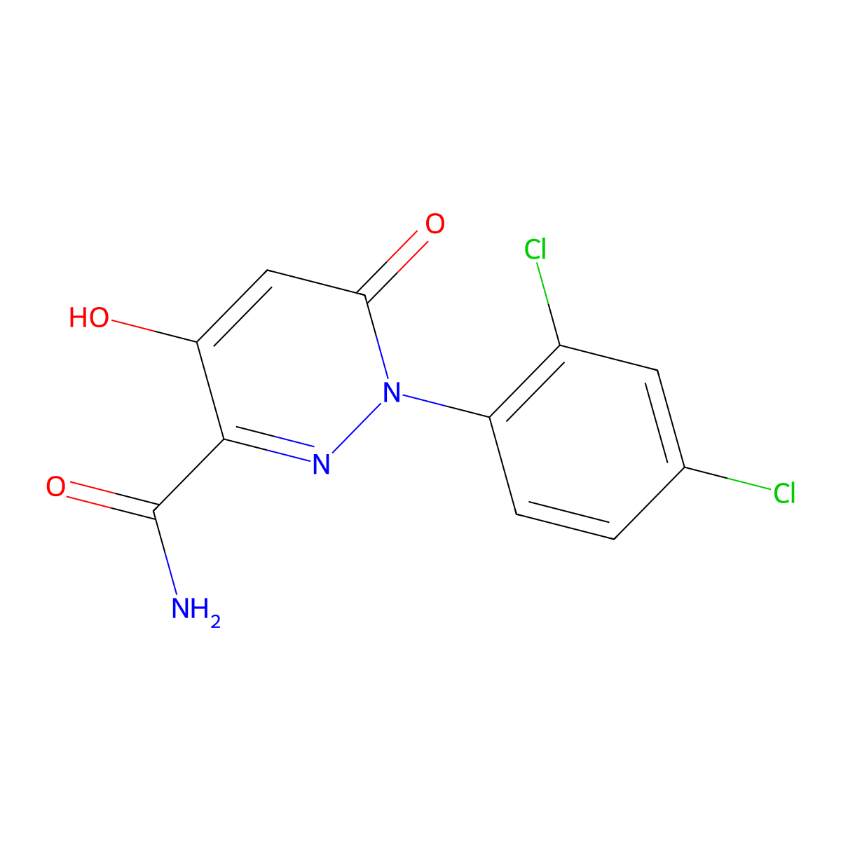 1-(2,4-Dichlorophenyl)-4-hydroxy-6-oxo-1,6-dihydro-3-pyridazinecarboxamide molecular structure, CAS 320419-41-8