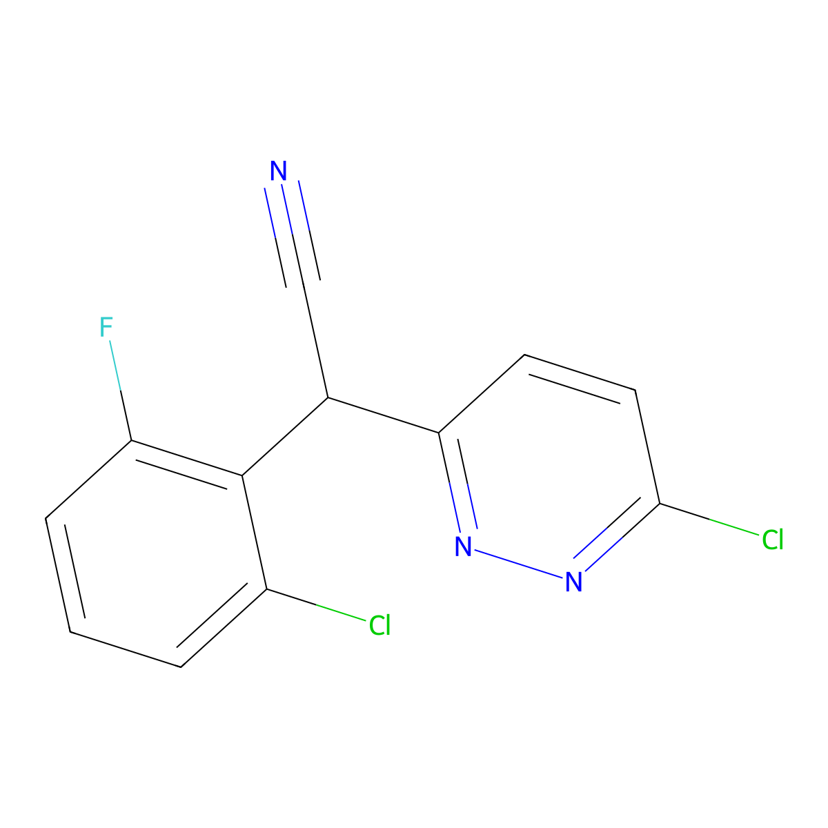 2-(2-Chloro-6-fluorophenyl)-2-(6-chloro-3-pyridazinyl)acetonitrile molecular structure, CAS 320419-48-5