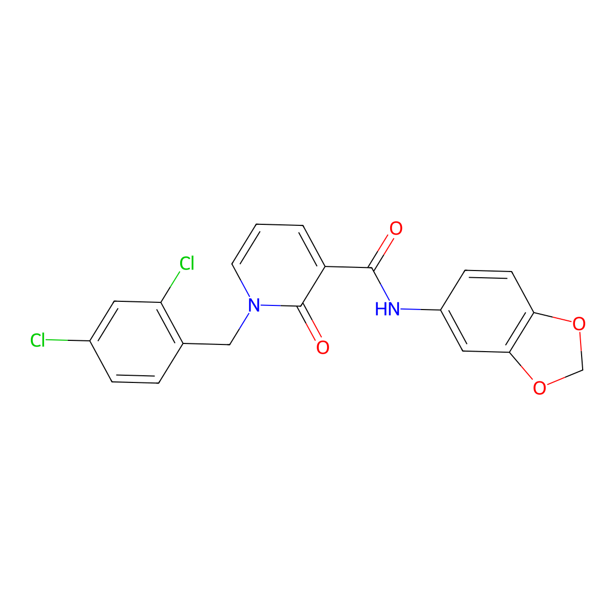 N-(1,3-benzodioxol-5-yl)-1-(2,4-dichlorobenzyl)-2-oxo-1,2-dihydro-3-pyridinecarboxamide molecular structure, CAS 320419-65-6