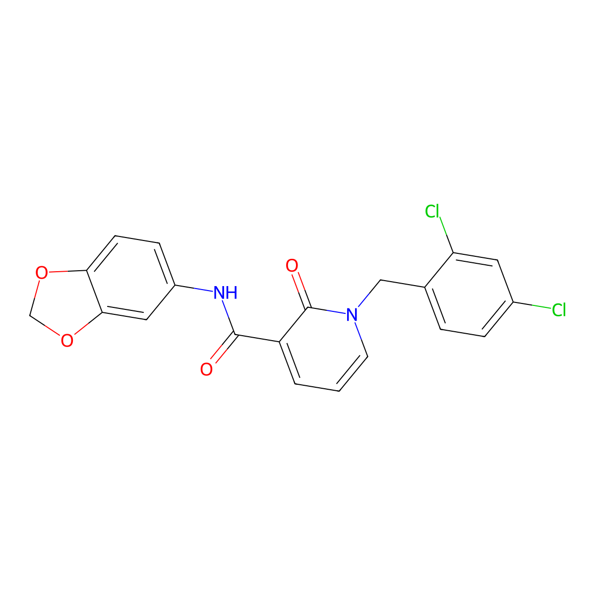 N-(1,3-benzodioxol-5-yl)-1-(2,4-dichlorobenzyl)-2-oxo-1,2-dihydro-3-pyridinecarboxamide molecular structure, CAS 320419-65-6