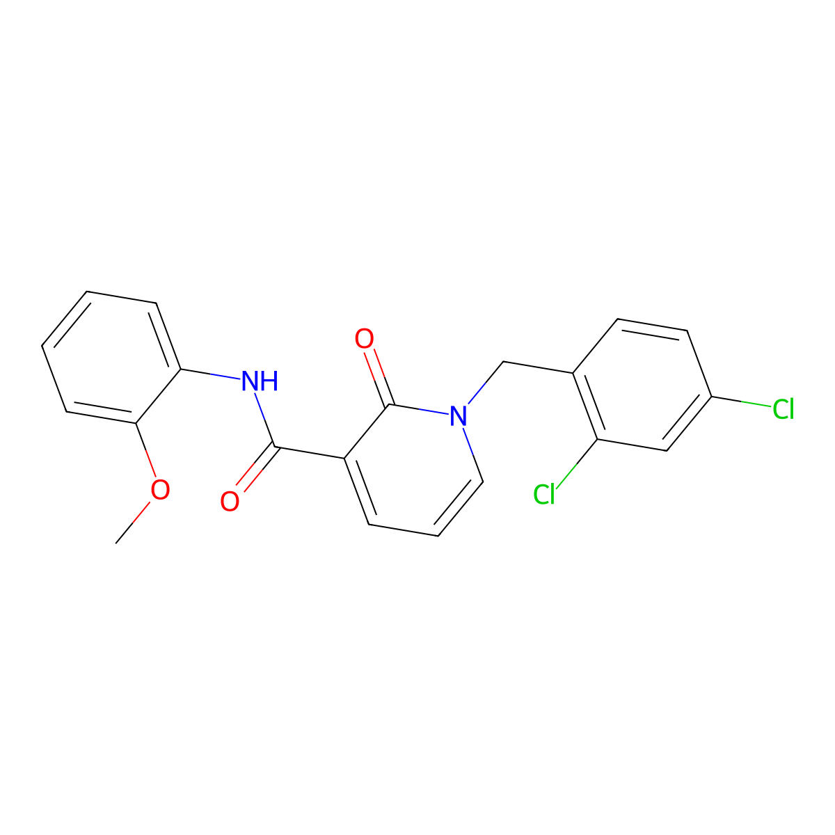 1-[(2,4-dichlorophenyl)methyl]-N-(2-methoxyphenyl)-2-oxo-1,2-dihydropyridine-3-carboxamide molecular structure, CAS 320419-66-7