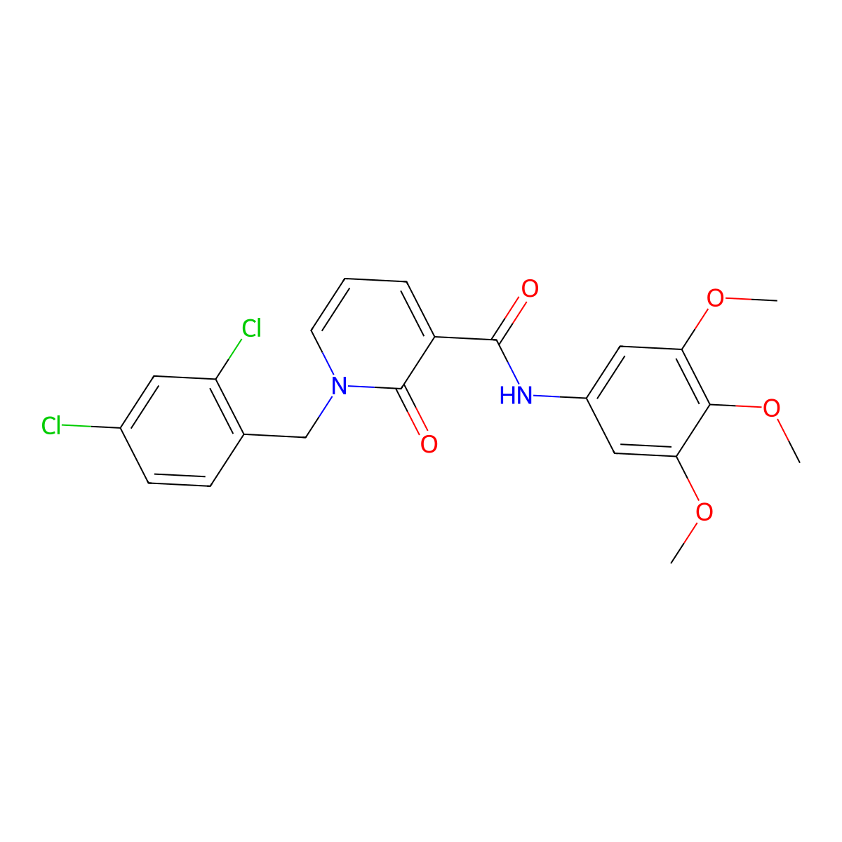 1-[(2,4-dichlorophenyl)methyl]-2-oxo-N-(3,4,5-trimethoxyphenyl)pyridine-3-carboxamide molecular structure, CAS 320419-81-6