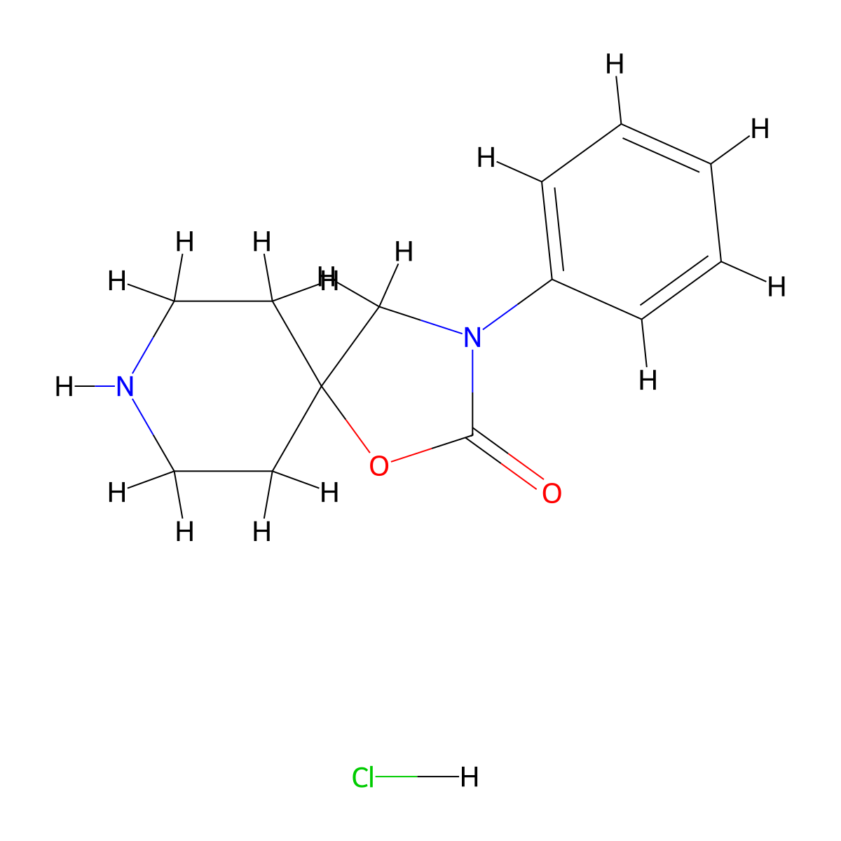 3-Phenyl-1-oxa-3,8-diazaspiro(4.5)decan-2-one hydrochloride molecular structure, CAS 320419-82-7