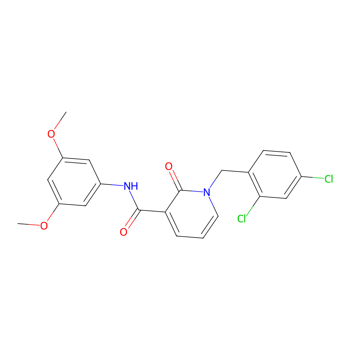 1-(2,4-dichlorobenzyl)-N-(3,5-dimethoxyphenyl)-2-oxo-1,2-dihydro-3-pyridinecarboxamide molecular structure, CAS 320419-83-8