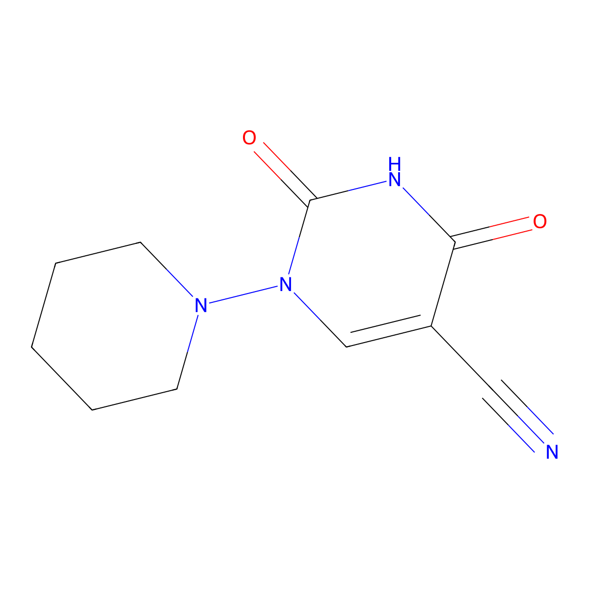 2,4-Dioxo-1-piperidino-1,2,3,4-tetrahydro-5-pyrimidinecarbonitrile molecular structure, CAS 320420-05-1