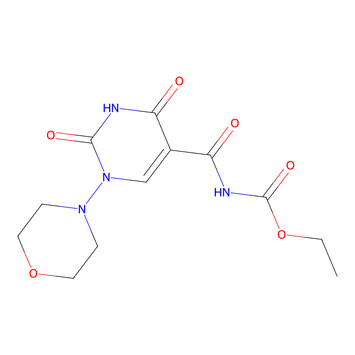 ethyl N-[(1-morpholino-2,4-dioxo-1,2,3,4-tetrahydro-5-pyrimidinyl)carbonyl]carbamate molecular structure, CAS 320420-07-3