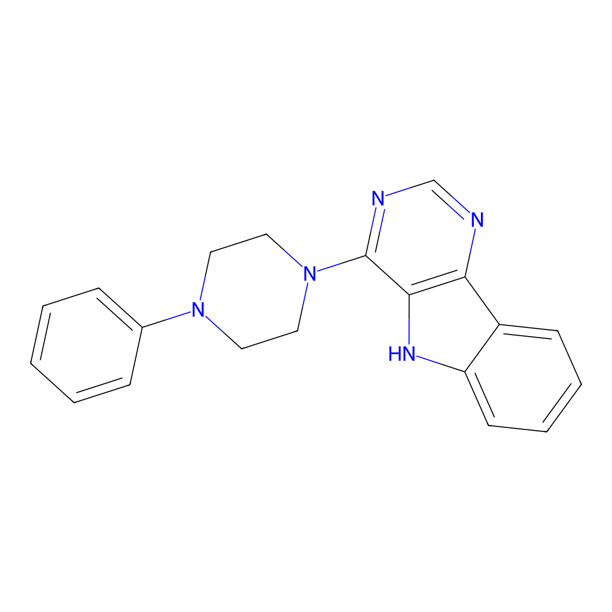 4-(4-phenylpiperazin-1-yl)-5H-pyrimido[5,4-b]indole molecular structure, CAS 320420-18-6