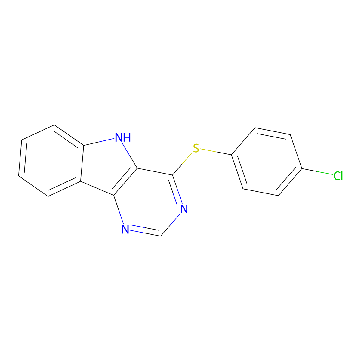 4-chlorophenyl 5H-pyrimido[5,4-b]indol-4-yl sulfide molecular structure, CAS 320420-19-7