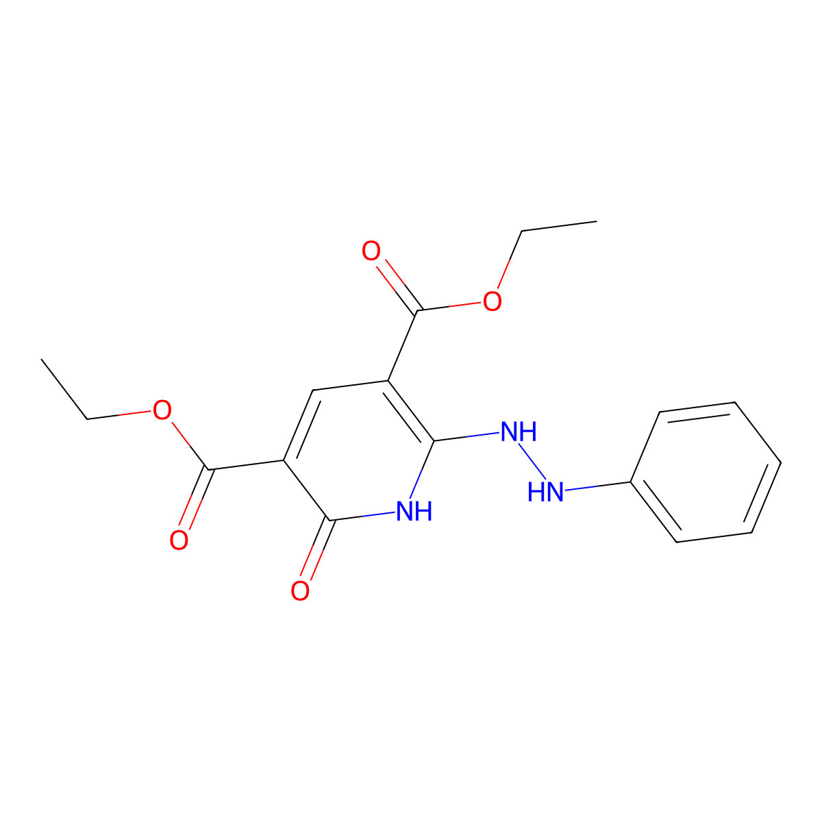 Diethyl 2-hydroxy-6-(2-phenylhydrazino)-3,5-pyridinedicarboxylate molecular structure, CAS 320420-26-6