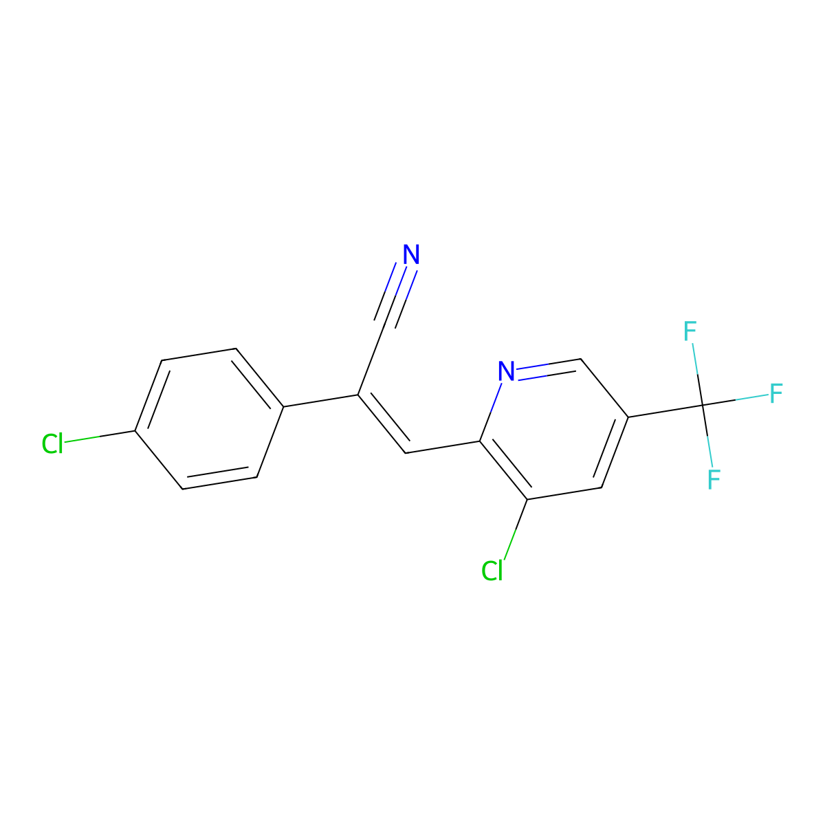 2-(4-Chlorophenyl)-3-[3-chloro-5-(trifluoromethyl)-2-pyridinyl]acrylonitrile molecular structure, CAS 320420-51-7