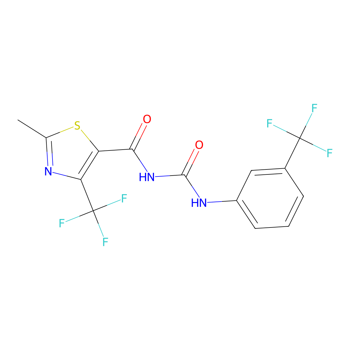 N-{[2-methyl-4-(trifluoromethyl)-1,3-thiazol-5-yl]carbonyl}-N'-[3-(trifluoromethyl)phenyl]urea molecular structure, CAS 320420-61-9