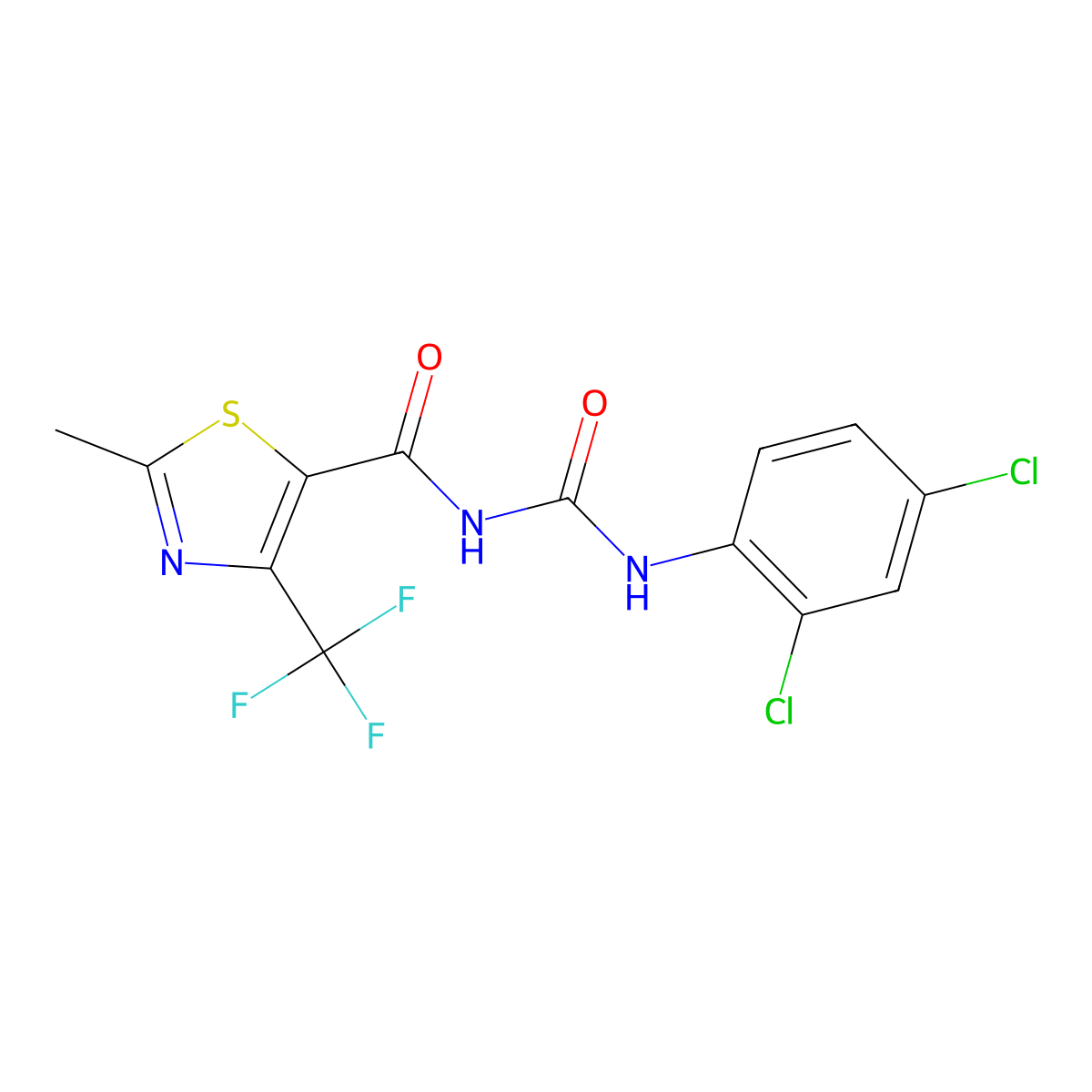 N-(2,4-dichlorophenyl)-N'-{[2-methyl-4-(trifluoromethyl)-1,3-thiazol-5-yl]carbonyl}urea molecular structure, CAS 320420-62-0