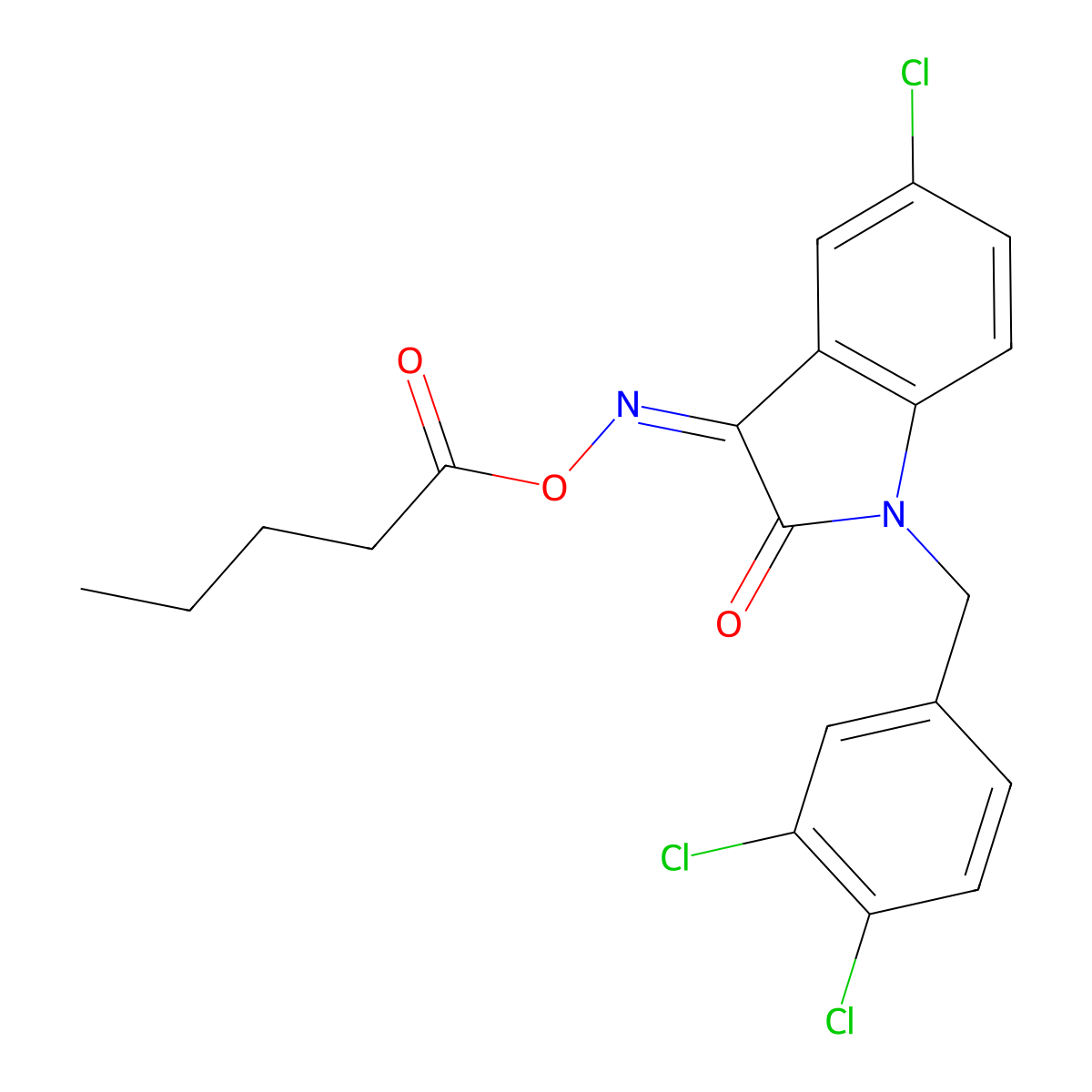 [[5-Chloro-1-[(3,4-dichlorophenyl)methyl]-2-oxoindol-3-ylidene]amino] pentanoate molecular structure, CAS 320420-74-4