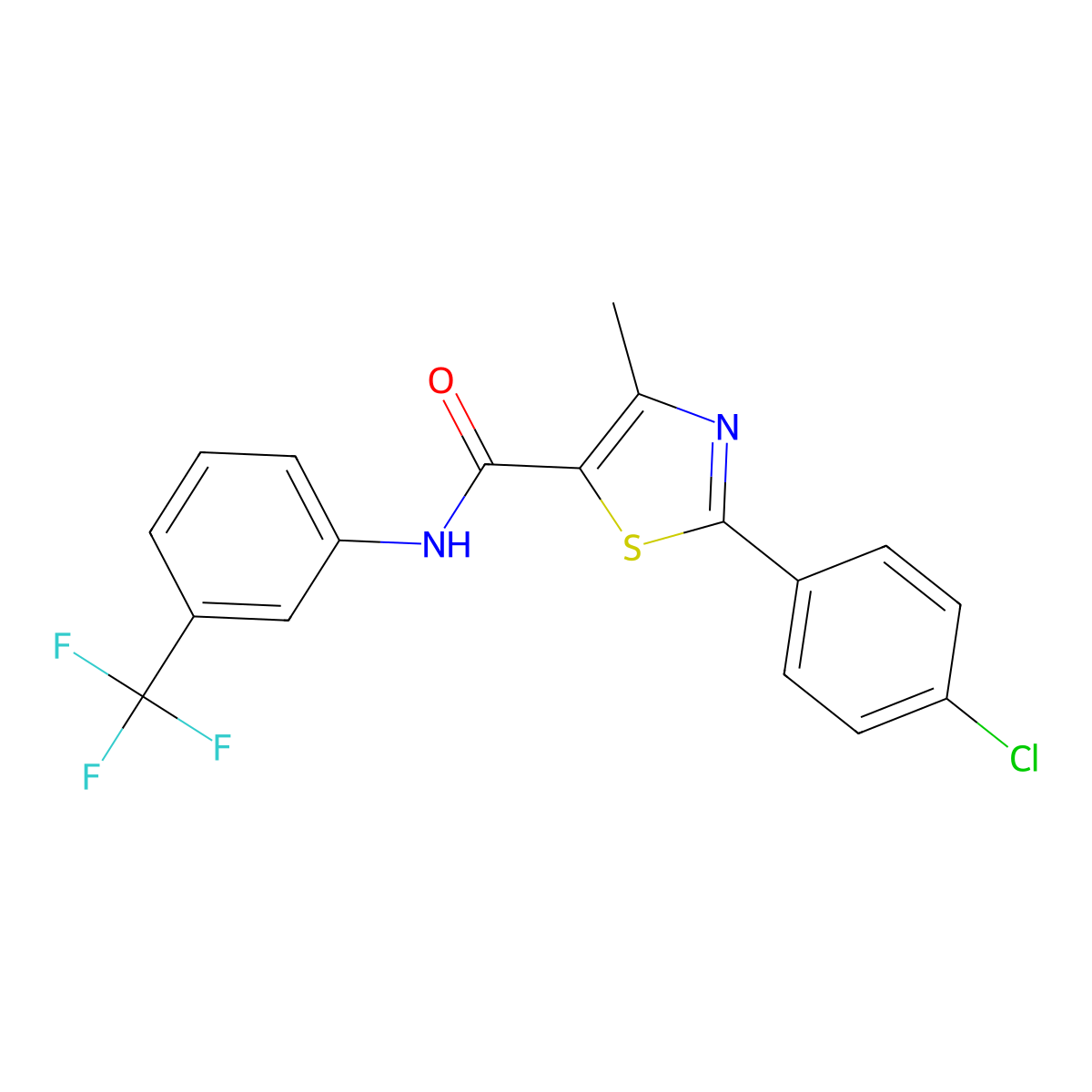 2-(4-chlorophenyl)-4-methyl-N-[3-(trifluoromethyl)phenyl]-1,3-thiazole-5-carboxamide molecular structure, CAS 320420-80-2