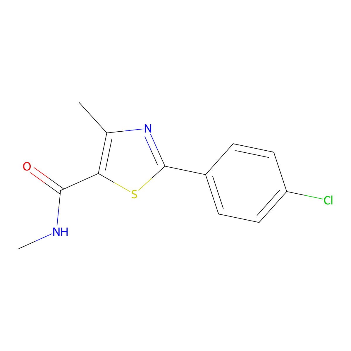 2-(4-chlorophenyl)-N,4-dimethyl-1,3-thiazole-5-carboxamide molecular structure, CAS 320420-81-3