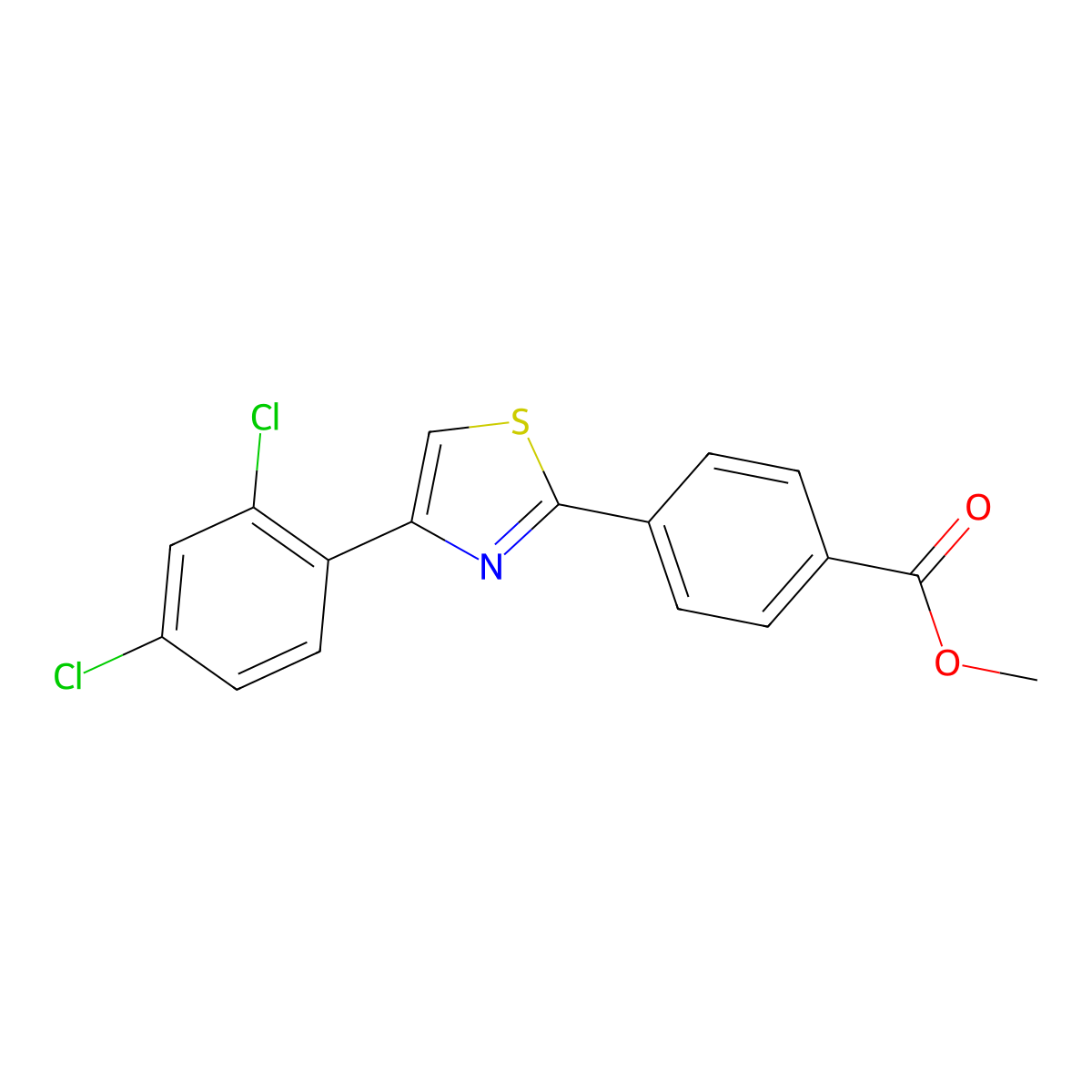 Methyl 4-[4-(2,4-dichlorophenyl)-1,3-thiazol-2-yl]benzenecarboxylate molecular structure, CAS 320420-82-4