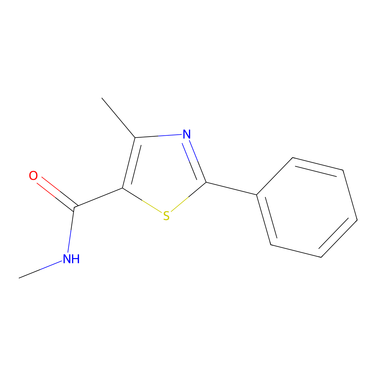 N,4-dimethyl-2-phenyl-1,3-thiazole-5-carboxamide molecular structure, CAS 320420-84-6