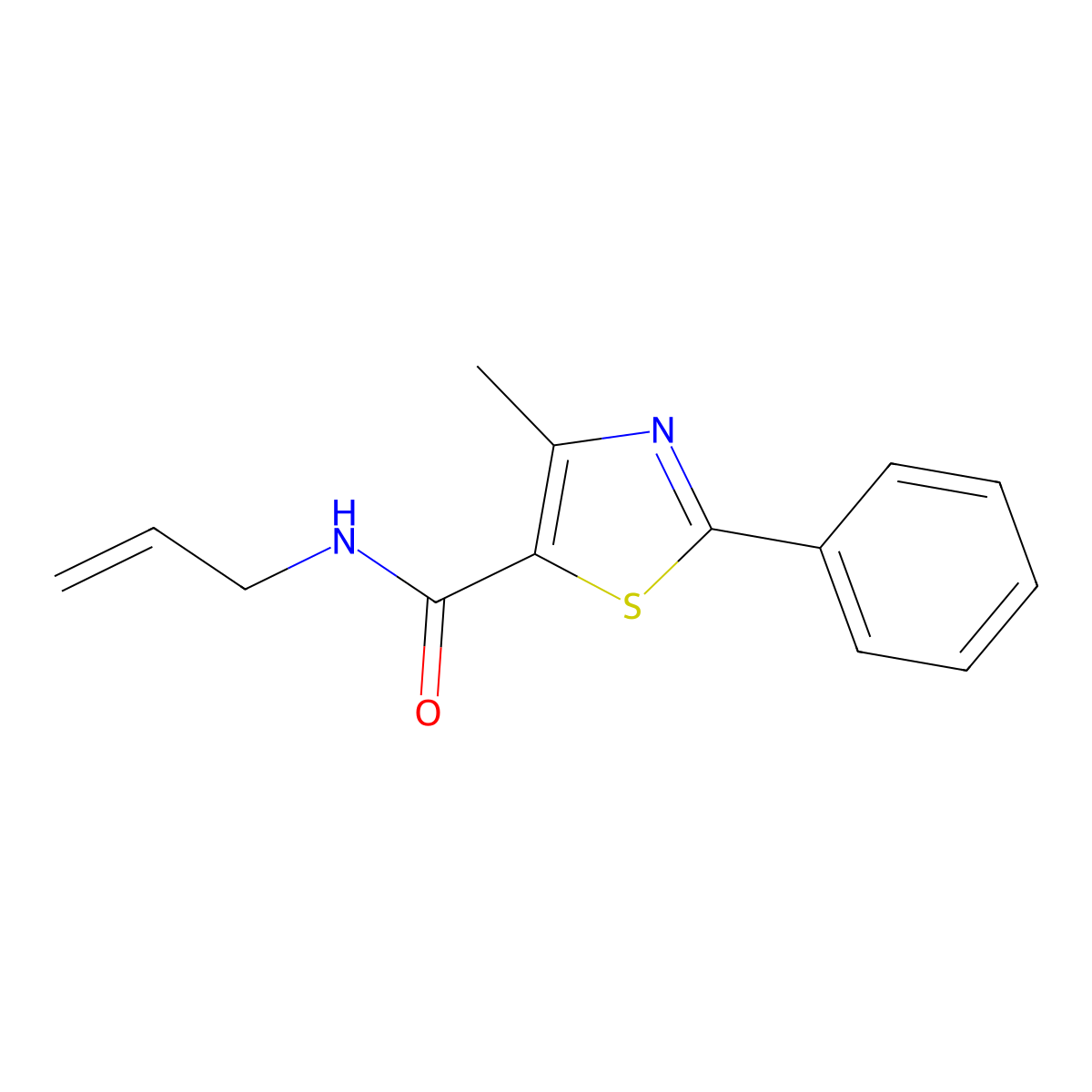 N-allyl-4-methyl-2-phenyl-1,3-thiazole-5-carboxamide molecular structure, CAS 320420-85-7