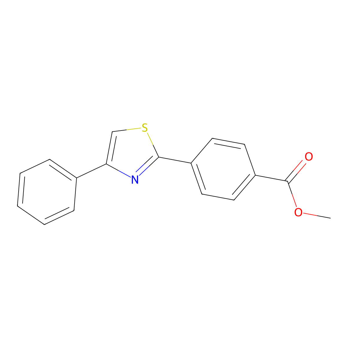 Methyl 4-(4-phenyl-1,3-thiazol-2-yl)benzoate molecular structure, CAS 320420-94-8