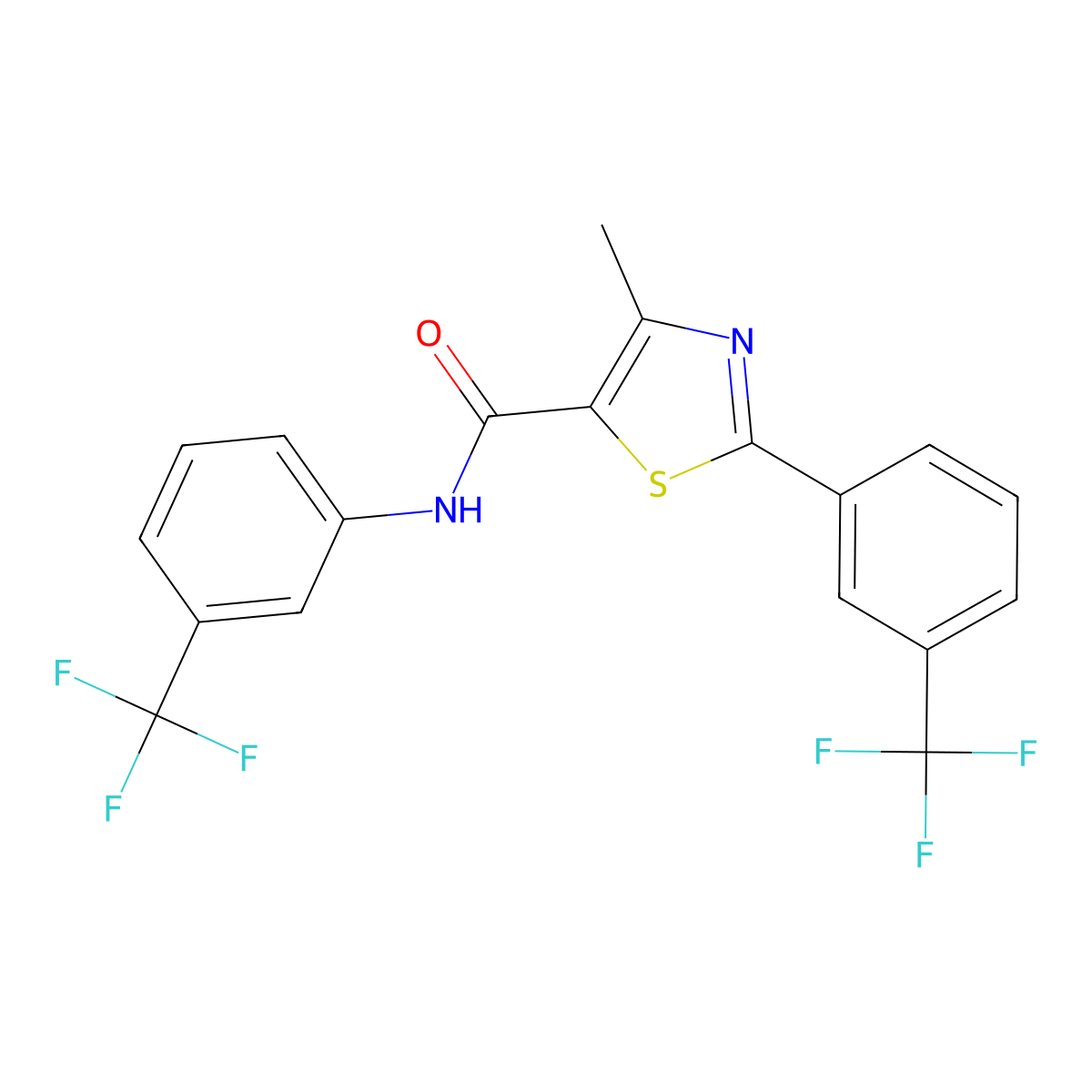 4-methyl-N,2-bis[3-(trifluoromethyl)phenyl]-1,3-thiazole-5-carboxamide molecular structure, CAS 320420-95-9