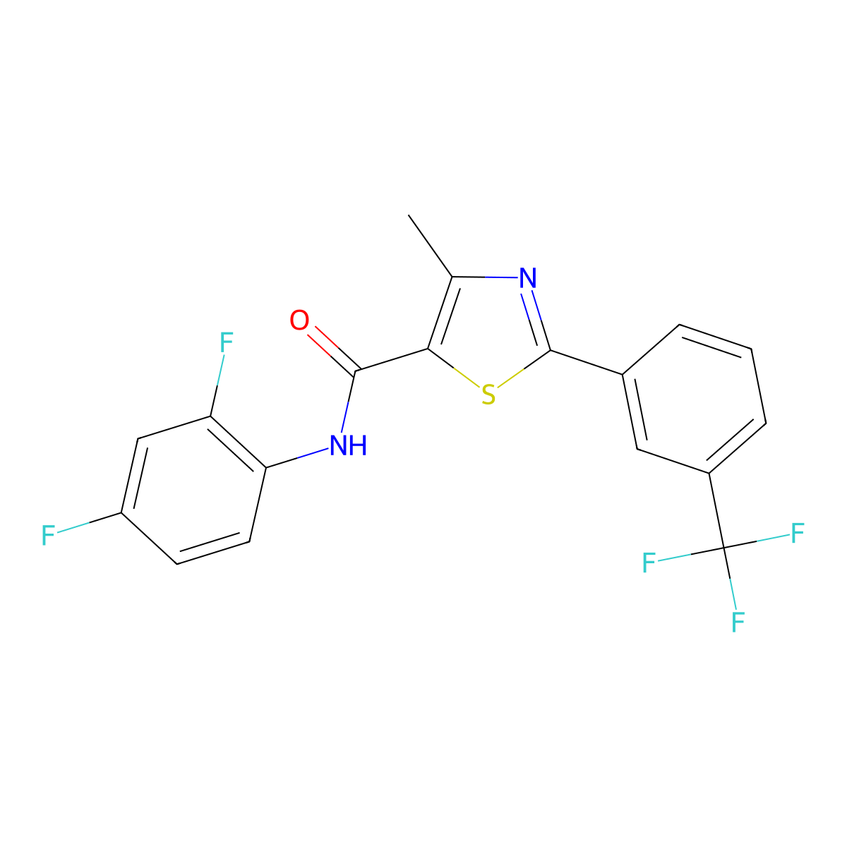N-(2,4-difluorophenyl)-4-methyl-2-[3-(trifluoromethyl)phenyl]-1,3-thiazole-5-carboxamide molecular structure, CAS 320420-97-1