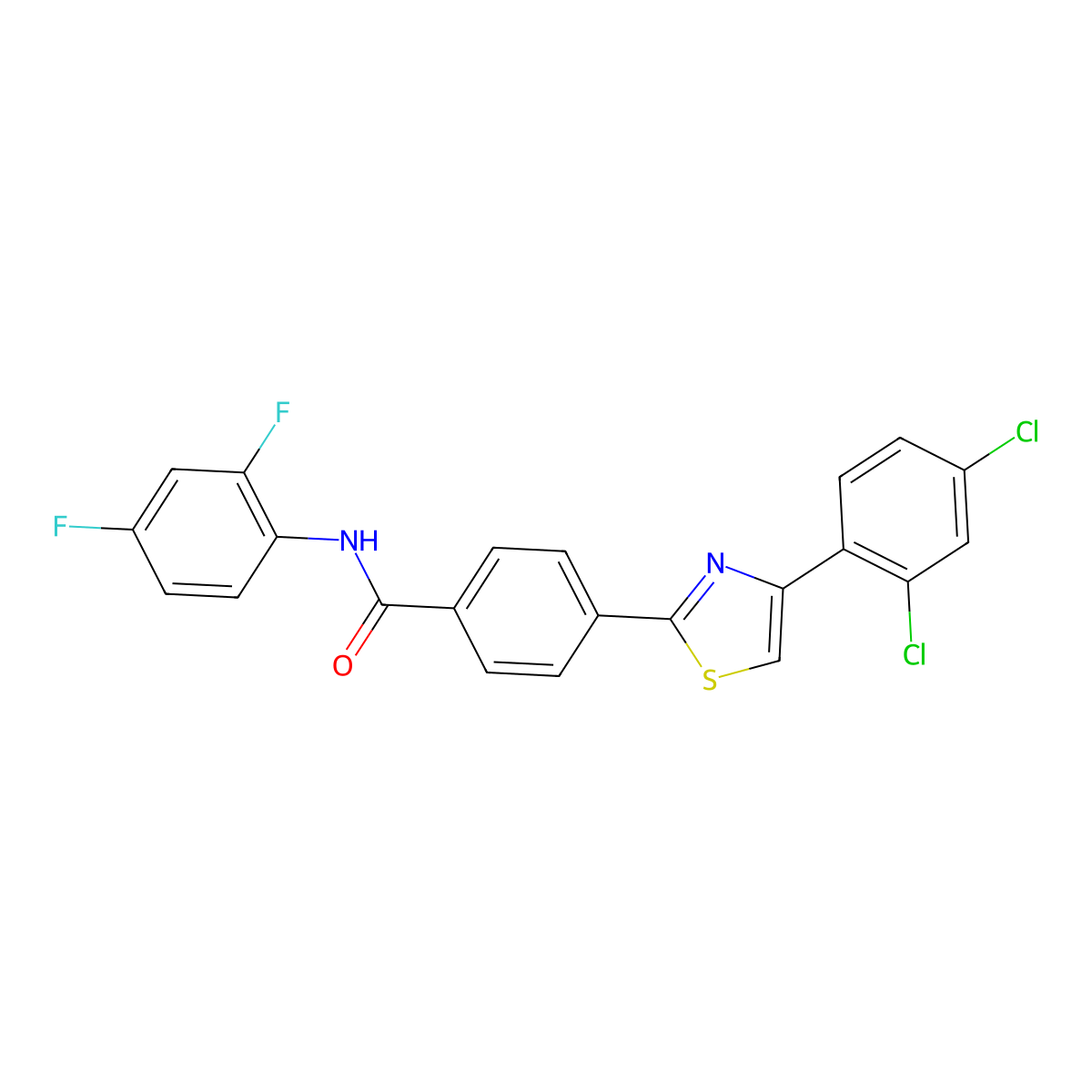 4-[4-(2,4-dichlorophenyl)-1,3-thiazol-2-yl]-N-(2,4-difluorophenyl)benzamide molecular structure, CAS 320421-00-9
