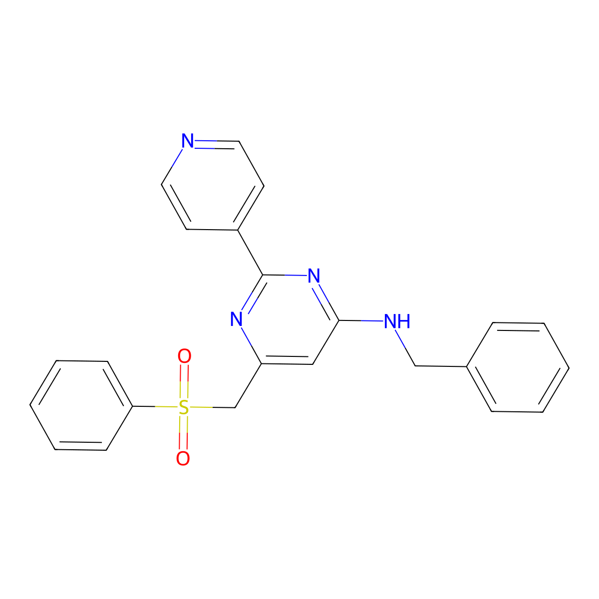 N-Benzyl-6-((phenylsulfonyl)methyl)-2-(4-pyridinyl)-4-pyrimidinamine molecular structure, CAS 320421-28-1