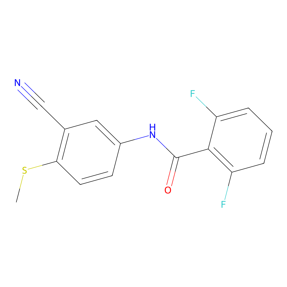 N-(3-Cyano-4-(methylsulfanyl)phenyl)-2,6-difluorobenzenecarboxamide molecular structure, CAS 320421-29-2