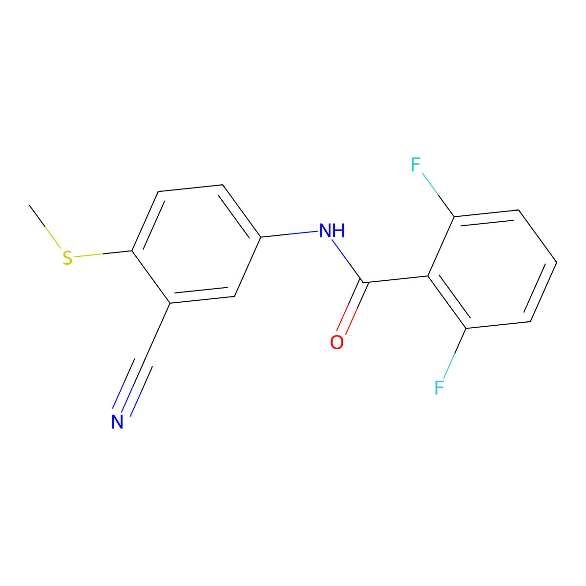 N-(3-Cyano-4-(methylsulfanyl)phenyl)-2,6-difluorobenzenecarboxamide molecular structure, CAS 320421-29-2