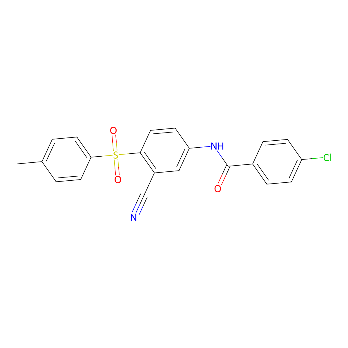 4-chloro-N-{3-cyano-4-[(4-methylphenyl)sulfonyl]phenyl}benzenecarboxamide molecular structure, CAS 320421-31-6